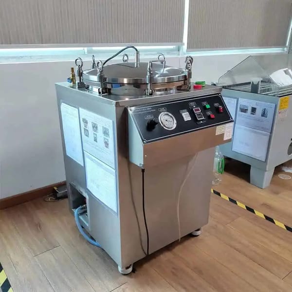 IPX8 pressure immersion tester in the LEDYI lab