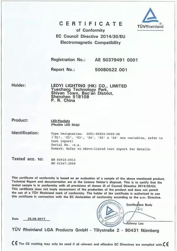 TÜV CE EMC certificate document